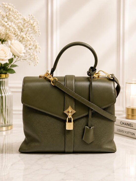 Louis Vuitton Handbags - Authentic Louis Vuitton Rose des Vents MM Khaki Leather Satchel Crossbody Bag
